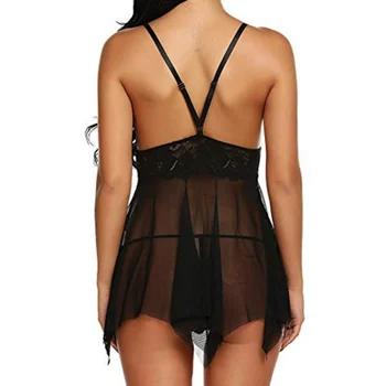 Sexy spodné Prádlo, Erotické Nightdress Backless Čipky Pohľadu Žien Sleepwear Oka Nightgowns