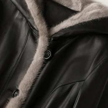 Skutočné Originálne Kožené Bundy Noriek Ovčej Kožušiny Golier Dolu Kabát na Jeseň Zimný Kabát Ženy Oblečenie 2021 kórejský Vintage Topy ZT3973