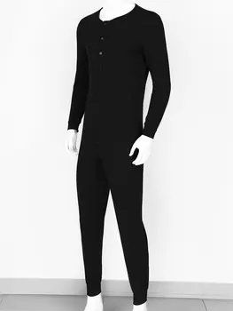 IEFiEL Mens Kostýmy Clubwear Dlhý Rukáv Predné Tlačidlo Nadol Muž Bežné Jumpsuit Pyžamá pre Mužov Odev