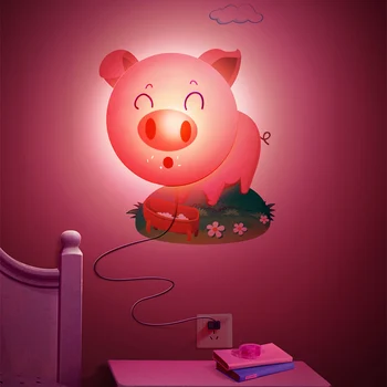 Vymeniteľné 3D Stenové Nálepky LED Nočné Svetlo Cartoon DIY Tapety na Stenu na Čítanie pre Deti Slnečnice, Dalmácie, Ružová Ošípaných, Odchod