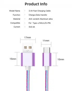 1m TypeC USB Kábel Lesk Rýchle Nabíjanie TypeC USB Kábel Pre Samsung S7 Xiao LG Tabletu Android, Telefón, Nabíjačka, Kábel