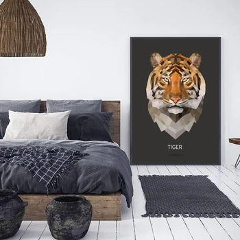 Geometrické Tiger Plagáty a Tlačí na Steny Umenie Polar Bear Zebra Paviána Buffalo Plátno na Maľovanie na Stenu Obrázok pre Spálne Dekorácie