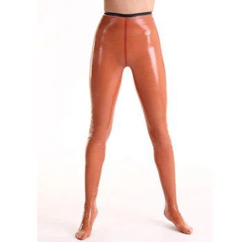Ženy sexy orange latexové pančuchy nohavice s ponožky pre ženy na prírodnej gumy legíny plus veľkosť hot predaj Prispôsobiť služby