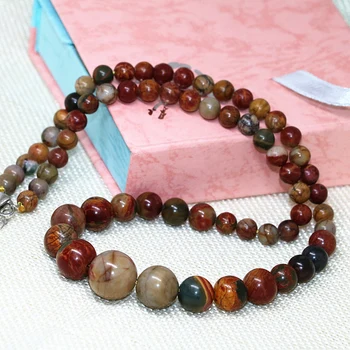 Prírodný kameň korálky multicolor picasso 6-14 mm okrúhle korálky veľkoobchod fashion, diy choker reťazca náhrdelník pre ženy 18-palcové B613