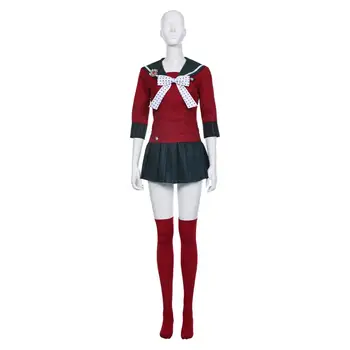Anime Danganronpa V3 Zabíjanie Harmóniu Harukawa Maki Školskú Uniformu Cosplay Kostým Červená Top+Sukňa