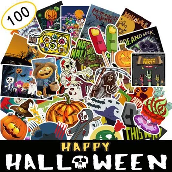 100 Bomba Halloween tekvica Nálepky Graffiti Pre Skateboard Notebook Batožiny autíčka Okno mriežka Dovolenku