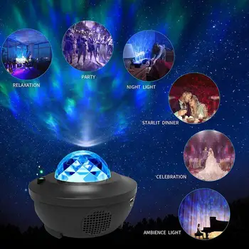 Vodné Vlny LED Projektor Svetlo Blueteeth USB Hlasové Ovládanie Hudobného Prehrávača LED Nočné Svetlo Romantický Projekčnej Lampy Darček k Narodeninám