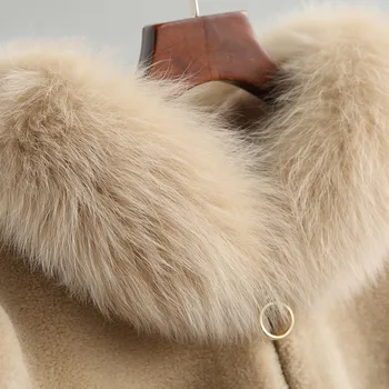 Kožušiny Fox Kapucňou Reálne Kožušinový Kabát Vlna Bunda Na Jeseň Zimný Kabát Ženy Oblečenie 2020 Kórejský Vintage Ovce Shearling Topy Abrigo Mujer