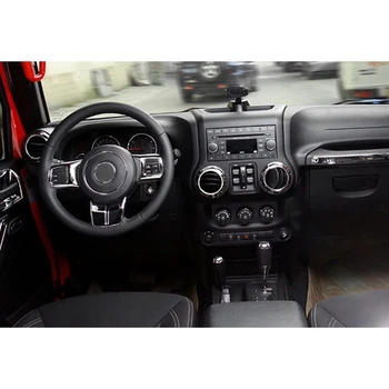 (Striebro 18PCs) Auto Dekorácie Volant & stredovej Konzoly odvzdušňovací Výbava Pre Jeep Wrangler JK JKU 2011-18