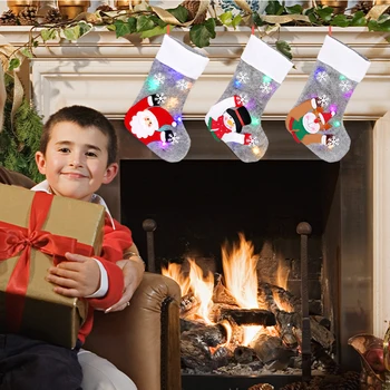 Vianočné Svetelné Pančuchy Deti Candy Darčeková Taška Ponožky so Svetlom Vianočný Strom Dekorácie pre Domov Festival Krb Ozdoby