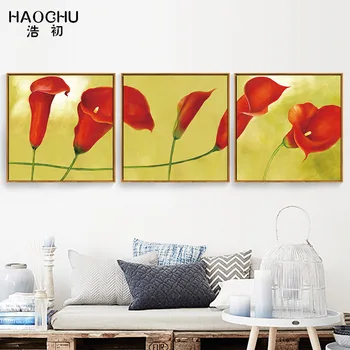 HAOCHU umenie moderné kvetinové triple akvarel domova plagát na obývacia izba obrázok darček nástenné plátno olej tlač bez rámu