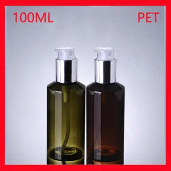 100ML plastové fľaše green/brown suncreen w biela tlak lotion čerpadla fľaše prázdne make-up, kozmetické nádoby Balenia