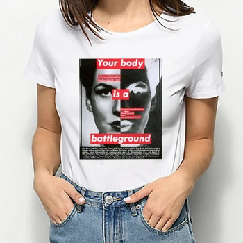 Harajuku Tričko Grafické Tričko Ženy Vaše Telo Je ideálnym miestom Dievčatá Môžu Robiť Čokoľvek Streetwear Módy Moc T-shirt Design Čaj