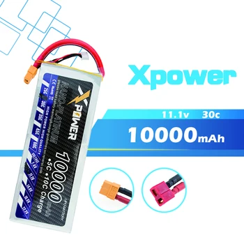 Xpower 11.1 V 10000mAh lipo batérie 30C 3s batérie XT60 / T konektor pre RC Vrtuľník Quadcopter drone časť