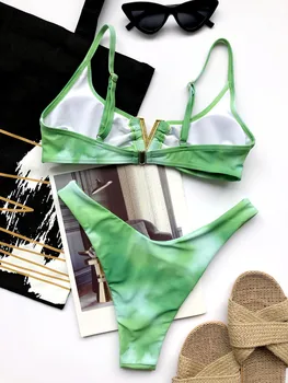 Bikini Pohltia Ženu tie-dye V Podporu s Bikini Set Push Up Plavky, plážové oblečenie Čalúnená Plavky dámske plavky купальник жен