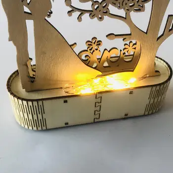DIY LED Drevené Nočné Svetlo MILUJEM VÁS, stolná Lampa S Reťazcom Svadobné Party Dekorácie Mäkké Lampa Teplá Biela