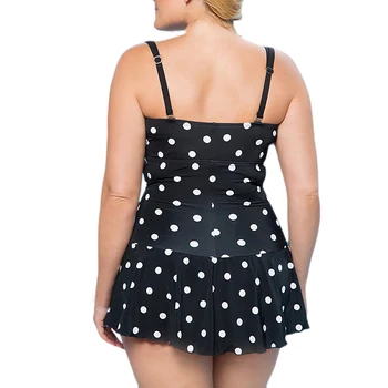 Plus veľkosť Ženy Šaty Pláži Pevný Obväz Vintage Plavky bez Rukávov Veľké Dot Mini