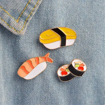 Japonskej Kuchyne Brošňa Nové Čapy Bento Ryža Roll Losos Sushi Módne Darček Pre Deti, Dievčatá Denim Jacket Pin Pracky Tričko Odznak