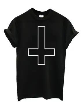Hot Predaj 2019 Fashion Tričko pánske T-Shirt Obrátený Kríž Antikrista Rúhavé Tričká Krátky Rukáv