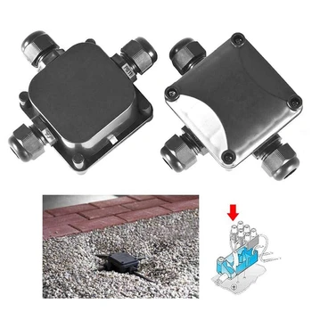 NÁRAST-Spojovacej skrinke Vodotesný IP68 3 Spôsob Kábel Konektory Outdoor/Vonkajšie Elektrické Rozvodné Krabice 5,5 mm-10.2 mm Pack 2