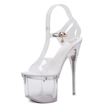 Crystal Vodotesný LED Sandále 34-43 Ženy Crystal 19 cm Podpätky nočný klub Svetelný Sandále Tanečné Topánky