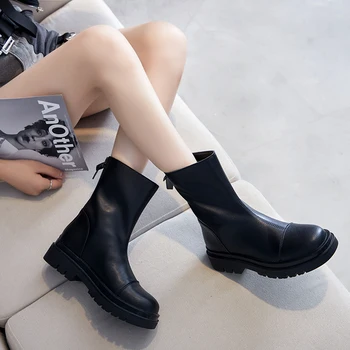 REVT Čierne Ženy Topánky Originálne Kožené Nepremokavé Topánky Dievčatá Martens Žien Jesenné Topánky Mujer bota Žena Pohodlné Topánky 8
