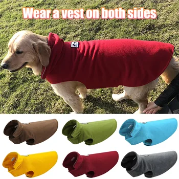 Psie Oblečenie Na Jar Pet Fleece Oblečenie S Vesta Na Oboch Stranách Teplé Kabáty Oblečenie 5 Farieb Pre Veľké, Stredné A Malé Psy
