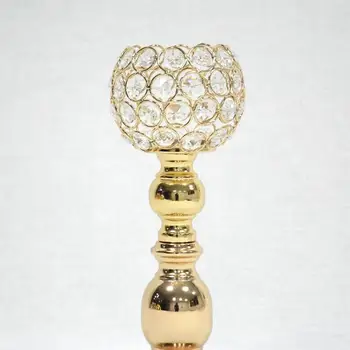 Gold Crystal Tealight svietniky Svietnikov Stojan na Svadobný Stôl Centerpieces Domáce Dekorácie Vianoce