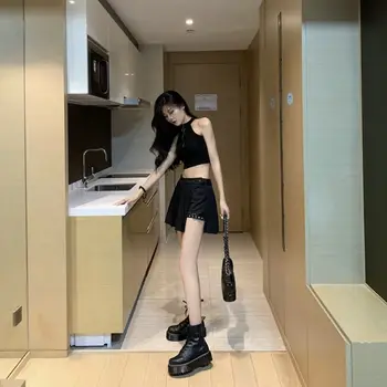 Ženy Harajuku Nepravidelný Mini Skladaný Korčuliarov Sukne Asymetrický Výrez Clubwear