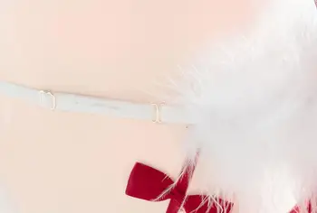 Vianočné Červený Cukrík Krásne Pierko Výbava Bielizeň Nastaviť Sexy Sladké Roztomilý Duté Z Ramenný Šifón Bielizeň Vyhovovali Cosplay