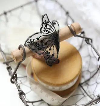 10 Kusov 4.3*6,5 cm Nového Skvelého Pekný Motýľ Black Ivory Čipky Patch Nášivka DIY Plavidlá Čipky Textílie