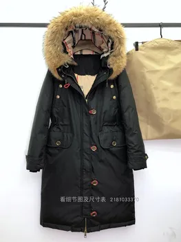 Nové Zimné 2020 nadol bunda ženy s pribrala teplý kabát voľné veľké stredná dĺžka veľké vlny golier nad kolená kabát