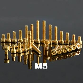 M5x(6/8/10/12/14/16/20/25/30 mm Dĺžka) Titán Pokovovanie Gold Imbusová Skrutka Valcovitý Pohár Hlavu Šesťhranné Skrutky