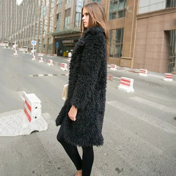 2020 Jeseň Zima Plyšové Kabát Ženy Bežné Klope Dlhý Rukáv Cardigan Coats Streetwear Pevné Voľné Umelú Kožušinu Vlnené Vrchné Oblečenie