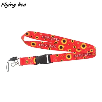 Flyingbee Svetlo Ružové Krk Slnečnice Kreatívne Maľovanie na Kľúč Reťazca ozdobná šnúrka na uniforme Pre Tlačidiel Telefónu ID Karty Laná X1166