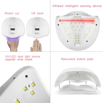 SLNKO X LED Nechty, Vlasy 54W Ice Lampa Manikúru, Gélové Nechty na Čítanie Sušenie Lampa Gél 10s/30s/60s/99s bezbolestné pečieme guma režim