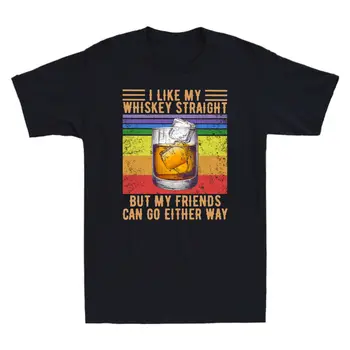Som Ako Môj Whisky Rovno, Ale Moji Priatelia Môžu Ísť LGBT Pride pánske Tričko Black Nadrozmerné pánske T-Shirts Lete Vytlačené T-Shirt