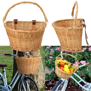 Nový Príchod Vintage Prútia Bicykel Bicykel Predné Košíka Nakupovanie Box Riadidlá Kožené Popruhy Kvalitné Outdoorové Športové Príslušenstvo