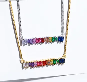 Trubice multicolor micro pave cz zirkón cubic zirconia náhrdelník medi Clavicle pozlátené Had Reťazca Choker Príveskom vb5rdf