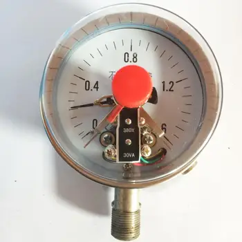 YXC-100BF 0-1.6 Mpa nerezová oceľ magnetické typ kontaktu elektrický kontakt tlakomer Šanghaj
