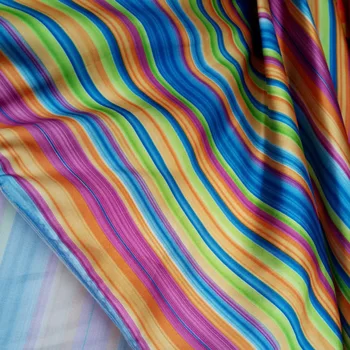 Rainbow Prúžok Satin textílie lesklý Materiál Diy bábika handričkou šatku plavidlá sateen hodvábne vytlačené Charmeuse Tkaniny