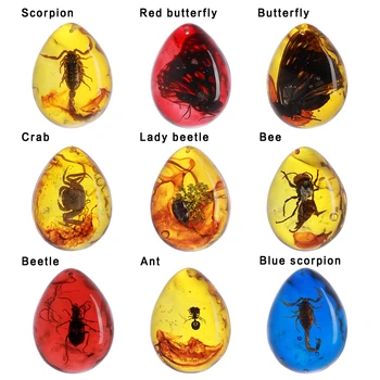 Prírodné Hmyzu Žltý Kameň Prívesok Ornament Na Šperky Scorpions Motýľ Krab Dekorácie DIY Plavidlá