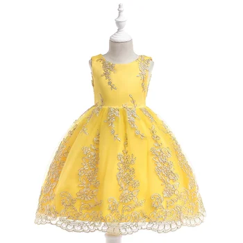 Deti šaty pre dievčatá Princezná Šaty Elegantné Svadobné Party Šaty Zlato Drôt Výšivky Deti Formálne Detské Oblečenie pre Dievča 3-10 Rokov