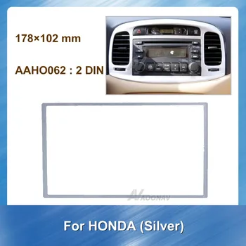 178×102mm autorádia Fascia rám Pre Honda 2Din Striebro Dash mount kit adapter výbava facia panel rám panel
