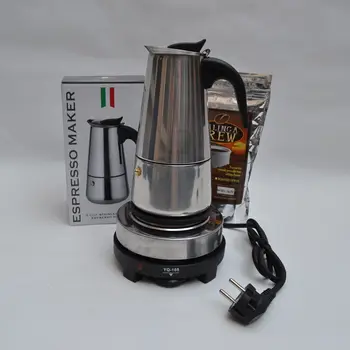 6 cups300ML Espresso stroj Amerického skrápaný elektrické Moka kávovar hrniec pece elektrické dielov stavebnice doprava zadarmo