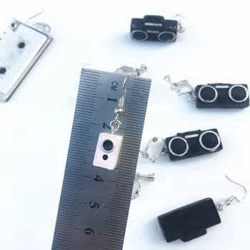 1Pair DIY Zábavnej Ručne magnetické pásky zvuku rádia Visieť Náušnice pre Ženy Drop Náušnice Značky Šperky Zaujímavé Náušnice