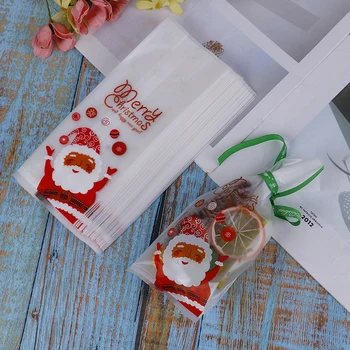 50pcs Santa Vianočné Darčekové Tašky Plastových obalov Pečieme Cookie Biscuit Candy Bag Darčeky pre Xmas Party Dekorácie, Remeselné Nové Tašky