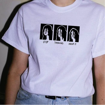 Prestať Premýšľať O tom, Kreslenie T-Shirt Ženy Unisex Tumblr Grunge Móda Tlačené Tee Harajuku Štýl 90. rokoch Biele Tričko Topy Tees