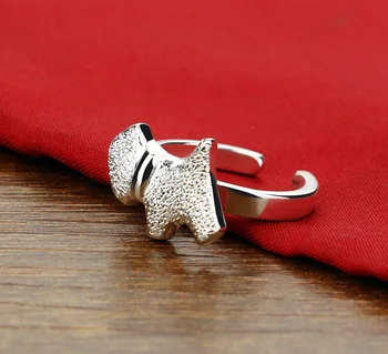 žena 925 sterling silver ring,roztomilý pes dizajn otvorenie Pevný strieborný prsteň lady popular Strieborné telo šperky, darček k narodeninám milenca