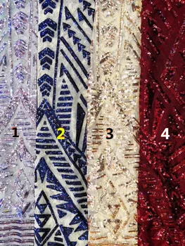 Africké Vysokej Kvality Sequin Čistý Swiss Voile francúzsky Voile Guipure tylu oka Kábel Výšivky, Čipky Textílie Pre šaty strana 5 yardov/veľa